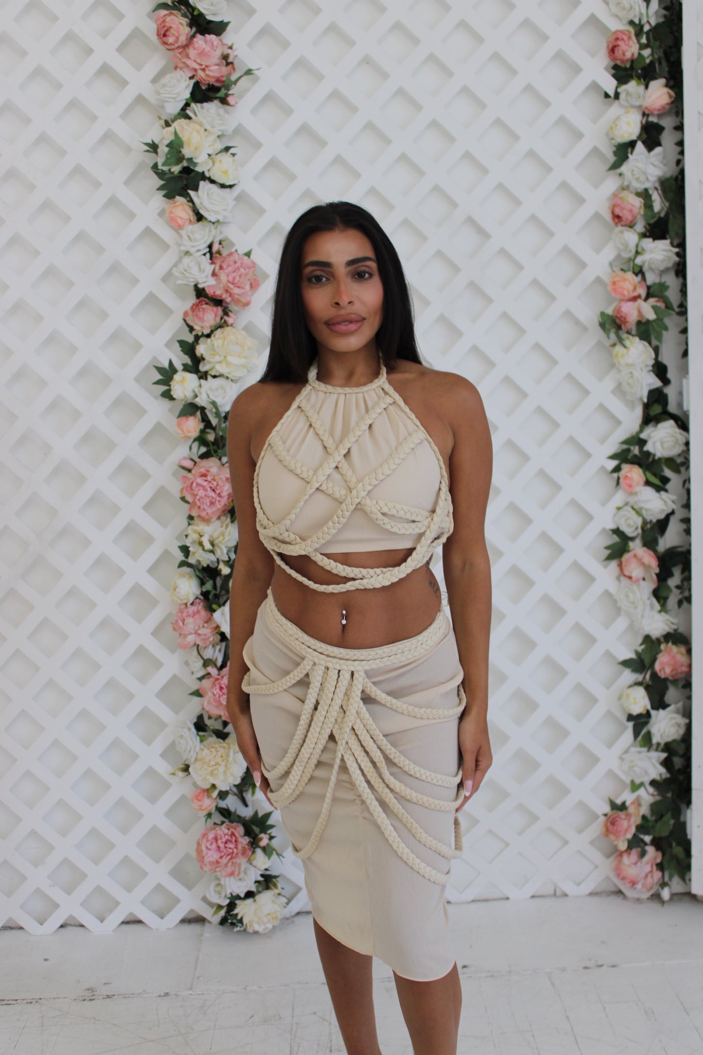 Braided Rope Draped Two Piece Set (Sage)