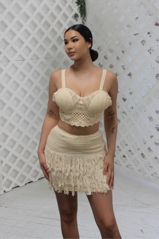 Crochet Camisole and Mini Skirt Set